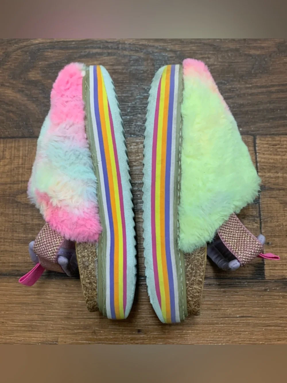 Steve Madden Kids JCOZEE Rainbow Tiedye Sling Back Platform Slipper Sz 12